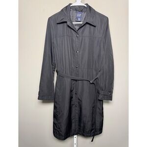 Gap Black Belted Trench Coat Rain Jacket Size S